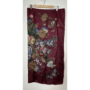 Club 7 Echo Vintage Silk Scarf 35" x 35" Multicolor Maroon and Blue Colors